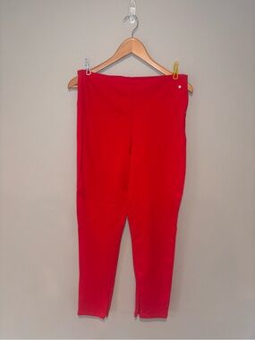 FABLETICS Red Stretch Trousers Straight Leg with Ankle Zippers Size Large NWT